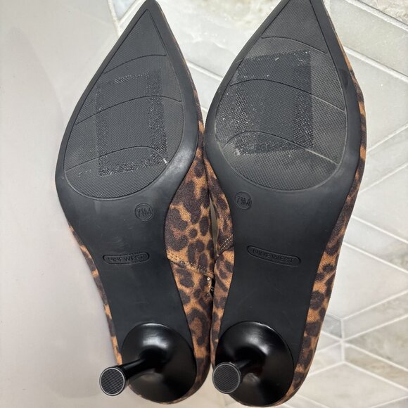 Nine West 7.5M Leopard Animal Print Heeled Boot Pointed Toe Therin Stiletto Heel - Picture 10 of 11